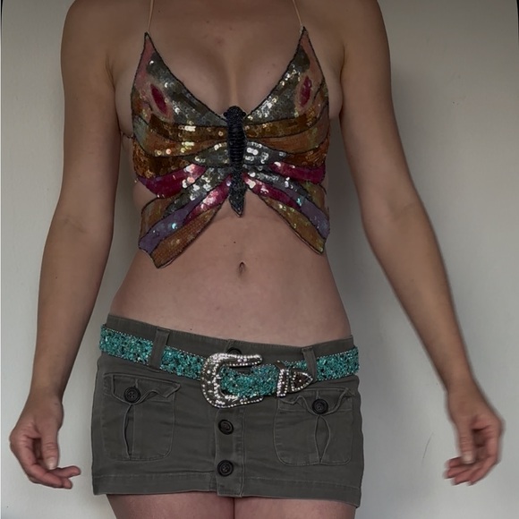 Y2K 2pc set- vintage sequin outfit